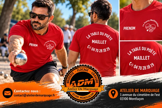 T-shirts rouges personnalisés du club de pétanque La Fanny Mailletoise